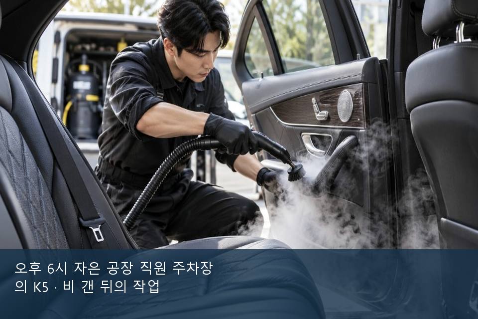 오후 6시 자은 공장 직원 주차장의 K5 · 비 갠 뒤의 작업